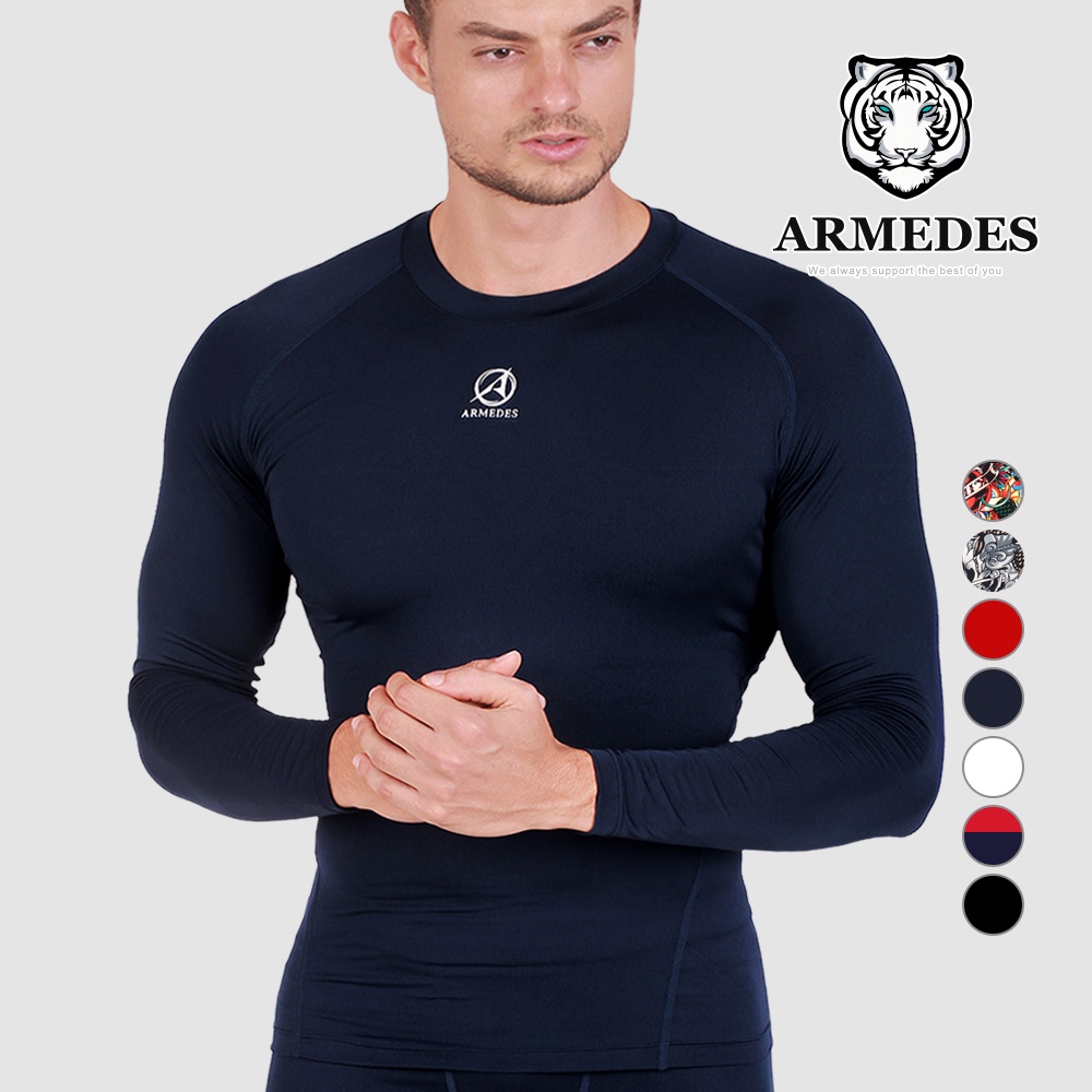 Áo thể thao nam body, áo body giữ nhiệt tay dài, co giãn 4 chiều hỗ trợ tập gym, đá banh, bóng rổ  ARMEDES - AR 141