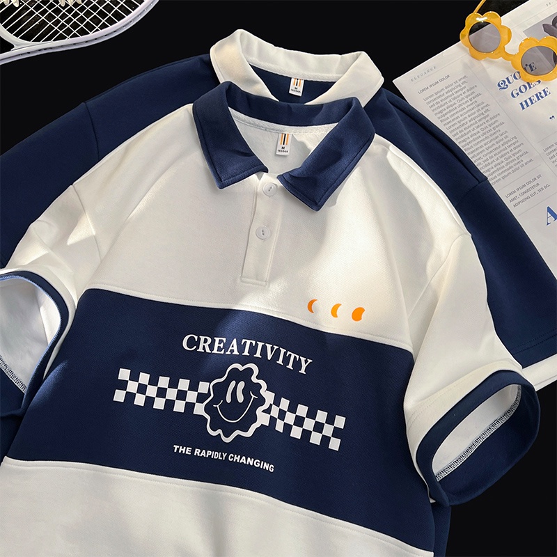 Áo polo CREATIVITY FKZ Unisex nam nữ tay lỡ chất liệu cotton cá sấu mềm