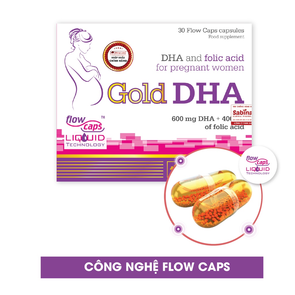 3 hộp Gold DHA (Olimp Labs)- Bổ sung DHA và axit folic cho mẹ bầu 25,35g