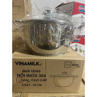 Nồi inox 3 đáy 304 five star plus 24cm hkm vinamilk kèm phiếu bảo hành