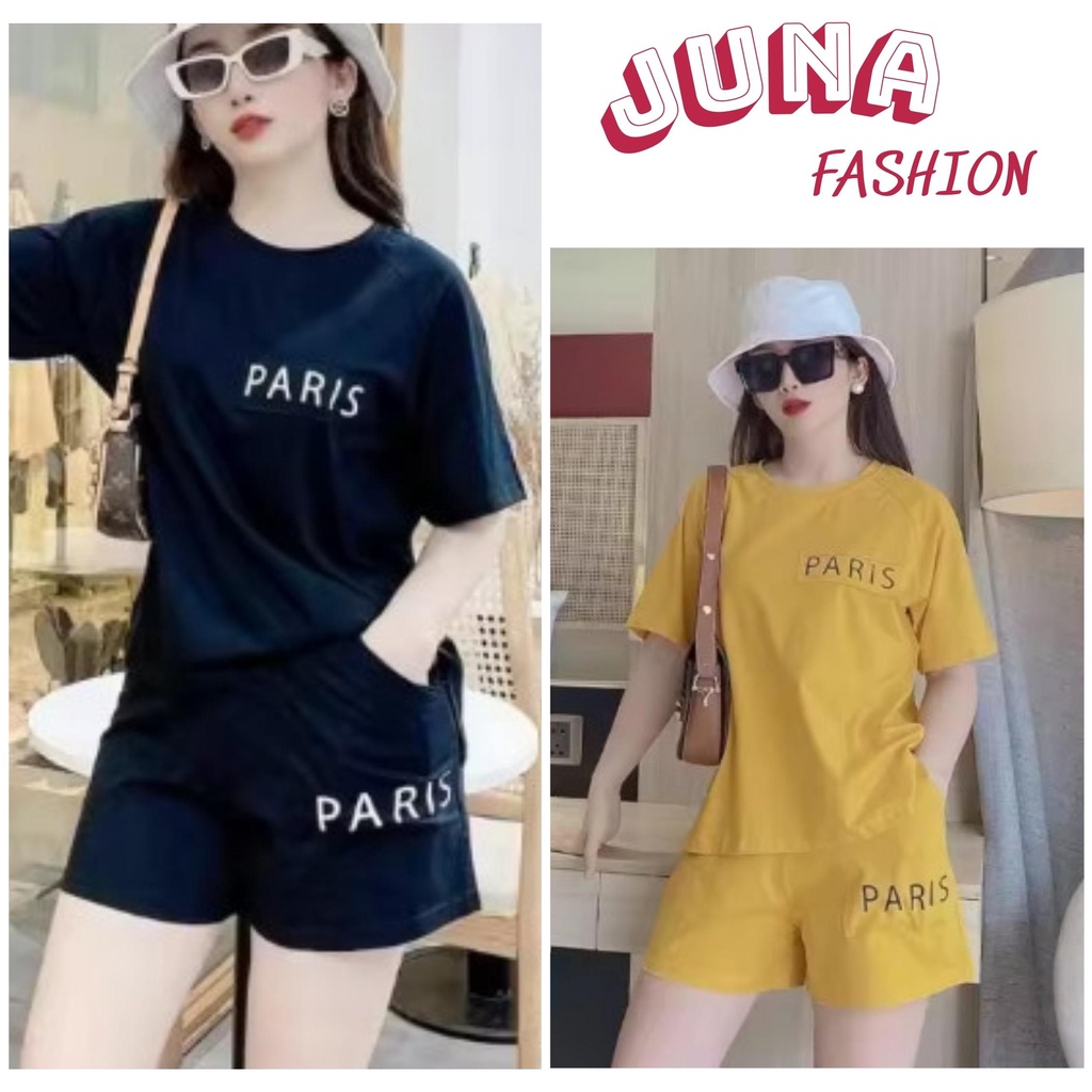 Đồ ngủ mặc nhà,Đồ bộ nữ cộc tay JUNA mặc nhà cao cấp họa chữ PARIS