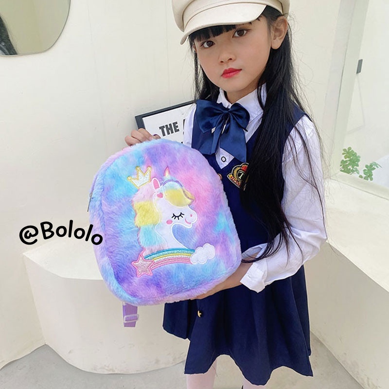 Bololo Túi Đeo Chéo Hình Kỳ Lân Hoạt Hình Nhồi Bông Xinh Xắn Cho Bé