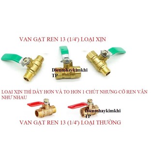 Van bi tay gạt đồng khóa mở khí nén ren 1/4' , phun sương, van gạt khí nén ren 13