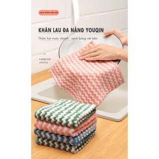 Khăn lau nhà bếp chuyên dụng thấm hút nước tốt, khăn lau mềm, khăn lau đa năng, bộ 5 cái - youqin, sợi vải microfiber