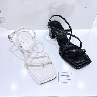 Giày sandal nữ gót vuông dây xỏ cao 5cm c040 - hachi shoes