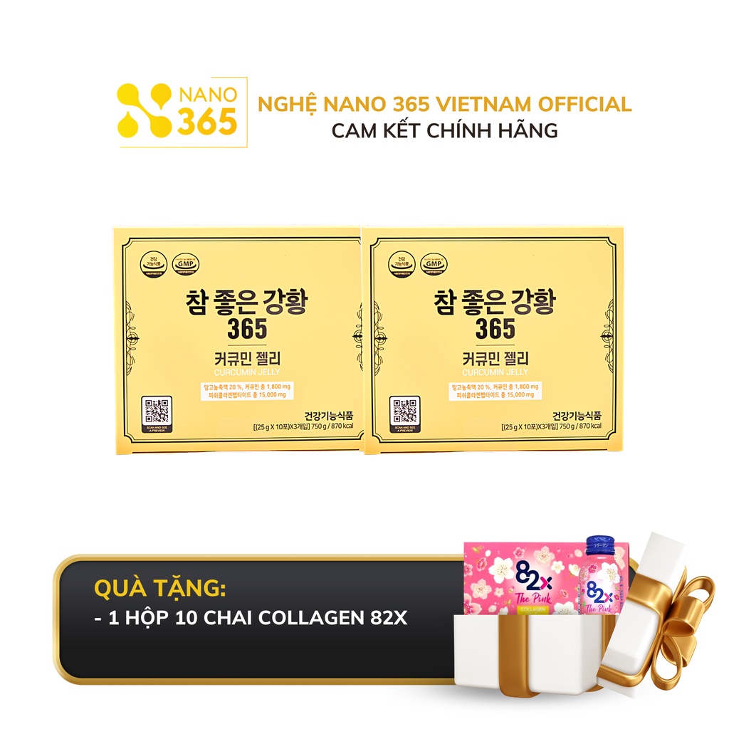  Thạch Nghệ Nano Curcumin 365 Collagen Hàn Quốc Hỗ Trợ Bổ Não Cải Thiện Sức Khỏe