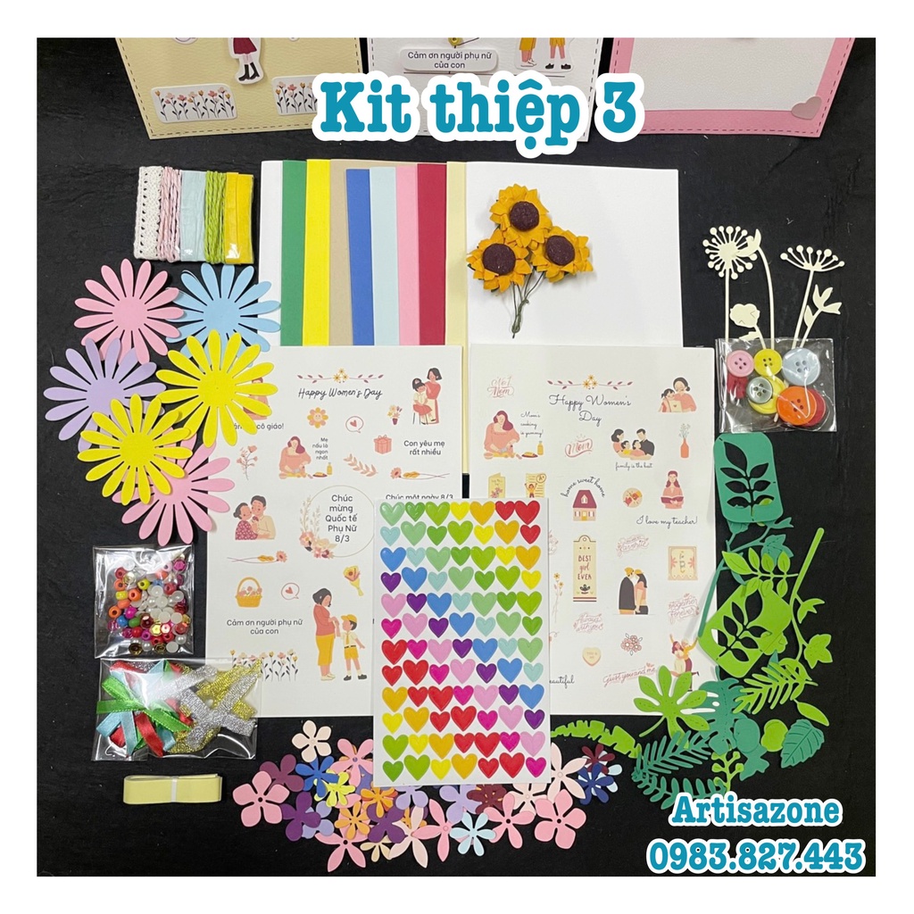 Kit thiệp 8/3 - 20/10 - 20/11 tự trang trí- Kit 10 phôi thiệp (Đọc kỹ mô tả sản phẩm)