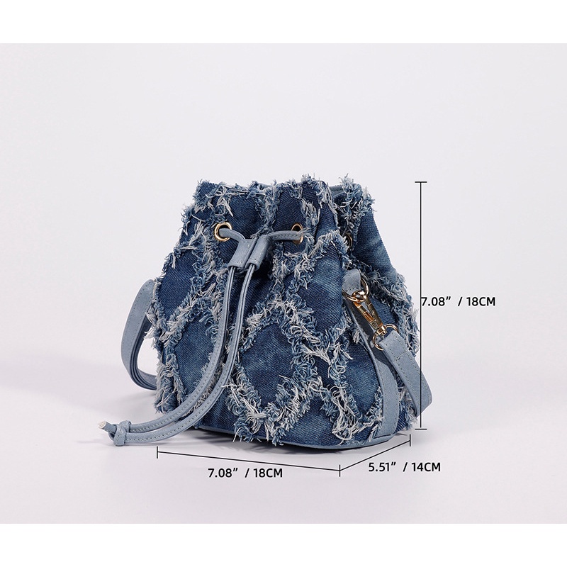 Úi Nữ Xu Hướng Âu Mỹ Túi Đeo Vai Tua Rua Dây Rút ZYZYY