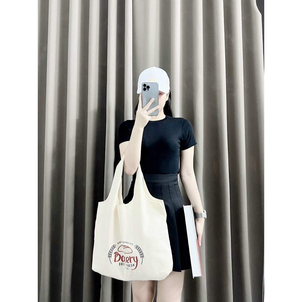 Túi Tote Liền Thân Đeo Vai Xách Tay Thời Trang KAYLEE Đi Học Đi Chơi Vải Canvas Phong Cách Hàn Quốc TCV02