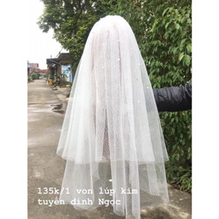 Von lúp cô dâu cài đầu ngắn ngang lưng