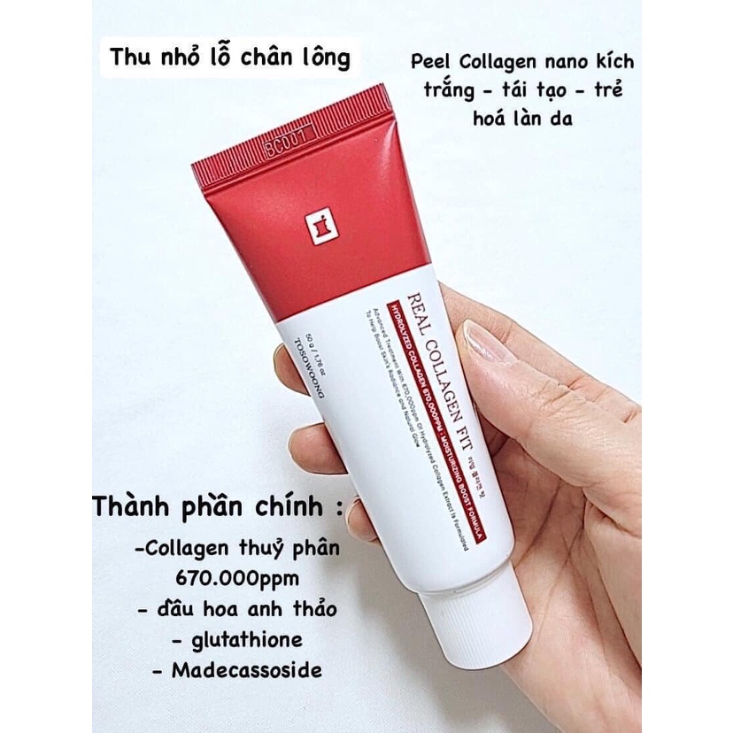 Peel Real Collagen Fit nano làm trắng, căng bóng, trẻ hoá làn da 50ml