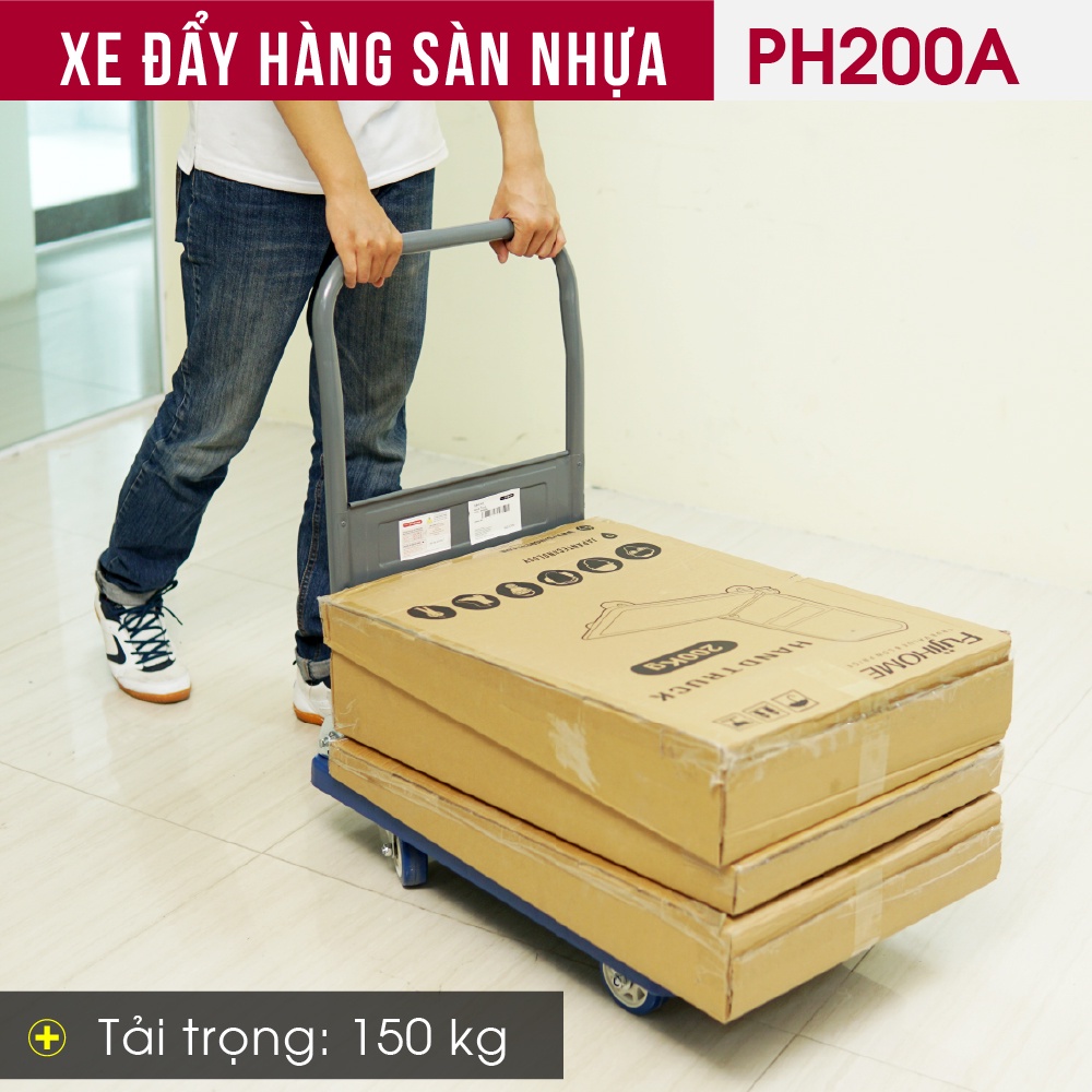 Xe đẩy hàng sàn nhựa FUJIHOME PH200A, tải trọng 150kg - Công nghệ Nhật Bản, xuất xứ chính hãng - Bảo hành 12 tháng