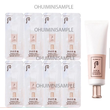 Gói kem chống nắng dưỡng trắng nâng tone da trắng hồng Whoo Radiant White Tone Up Sunscreen