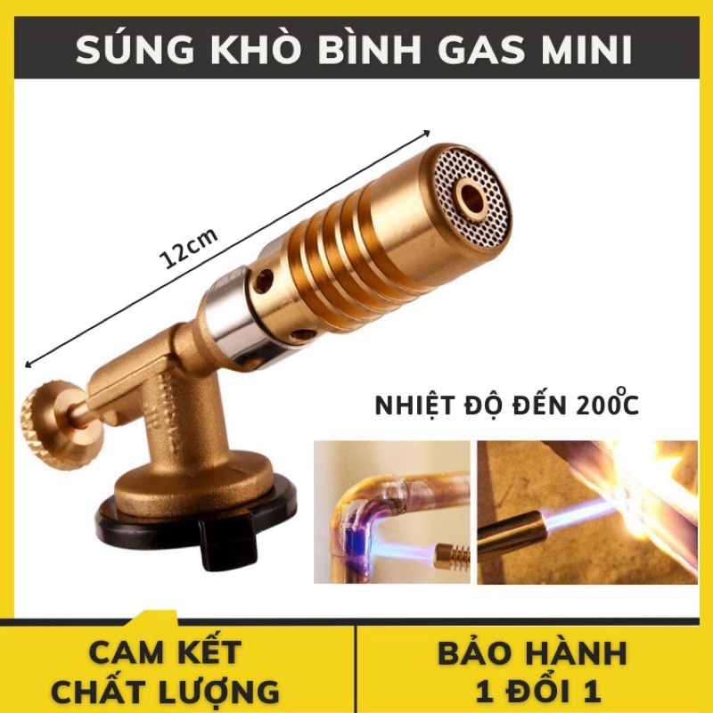 Súng khò bình ga mini 1300 độ bằng đồng nguyên khối độ bền cao (khò có vòng điều chỉnh oxy)