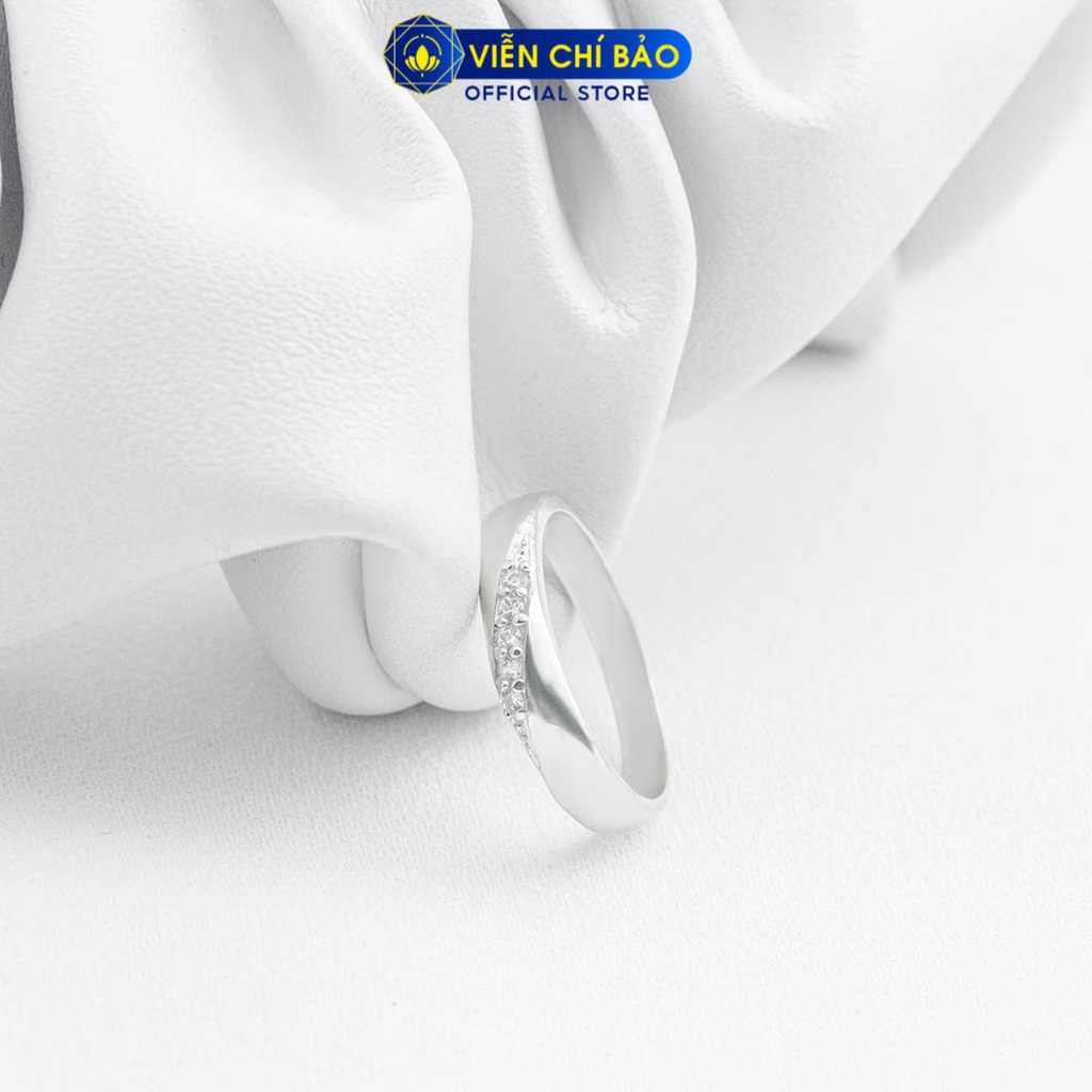 Nhẫn bạc nữ một hàng đá chéo chất liệu bạc 925 thời trang phụ kiện trang sức Viễn Chí Bảo N700409