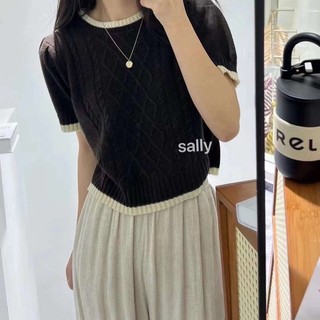 Áo len cộc tay vặn thừng