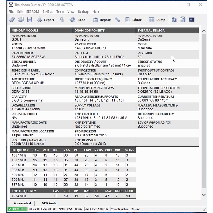 RAM DDR4 B Die Gskill Trident Z 32GB 3866 C18
