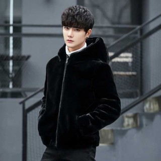 Áo khoác lông thỏ có mũ lông mềm mượt - áo khoác lông thỏ dày dặn fom dáng rộng unisex
