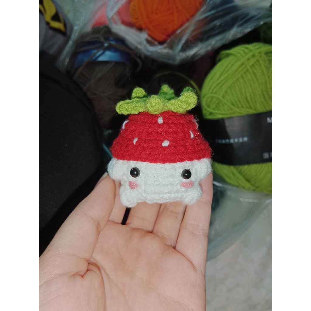 Móc khóa nấm Chunky mushie len mềm mịn handmade - kèm dây móc