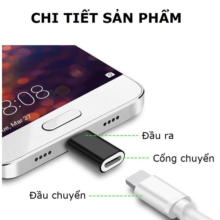 Đầu chuyển đổi cho sạc tai nghe jack Type-C sang cổng IP - Gutek