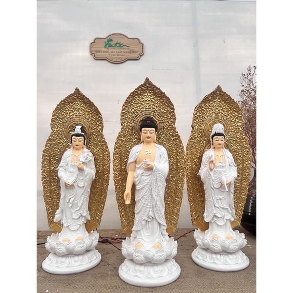 Combo bộ Tượng Tam thánh 38cm + kèm hào quang=48cm