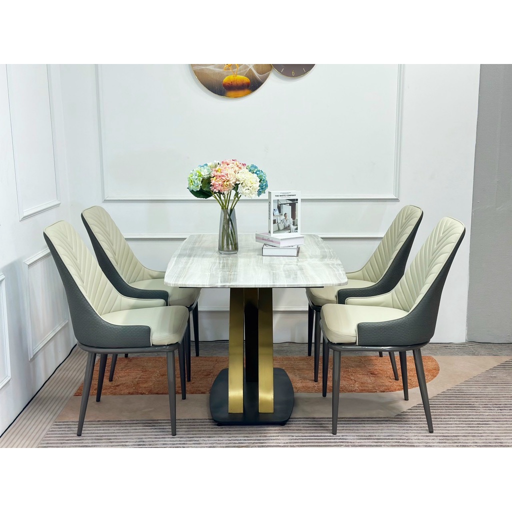 Bàn Ăn Cơm T90 Chân Guccii Vàng, Inox Mạ Titan, Nhập Khẩu Cao Cấp Hiện Đại,  Phù Hợp Căn Hộ Chung Cư Gia Đình