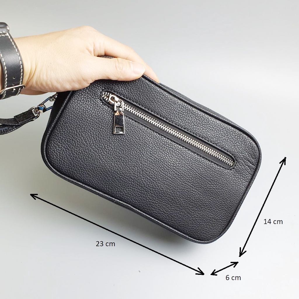 Clutch hộp nam da bò thật 100% cao cấp CL133  - BH 3 Năm, túi hộp nam