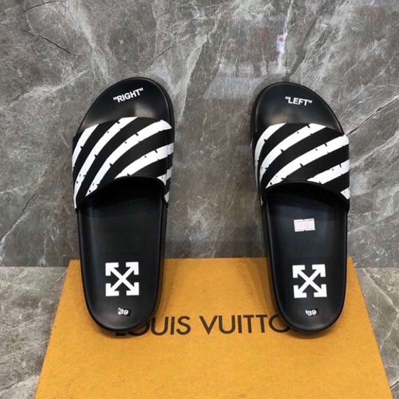 Dép Sọc Đen Trắng Off White, Kiểu Dáng Đẹp Đế Chống Trơn Trượt