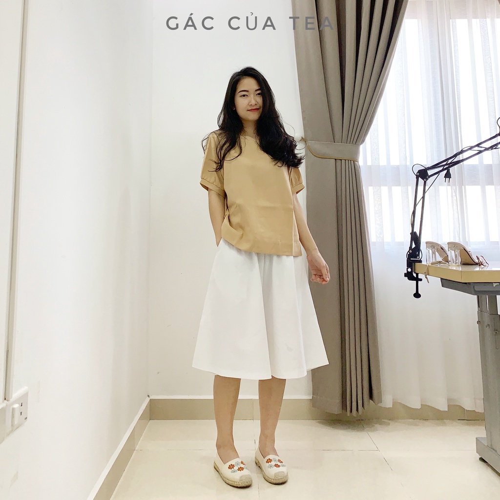 Quần giả váy dáng lỡ vải linen bột tk by Gác của Tea