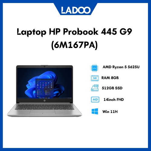 Laptop HP Probook 445 G9 (6M167PA)| AMD Ryzen 5 5625U| RAM 8GB| 512GB SSD| AMD Radeon Graphics| 14in