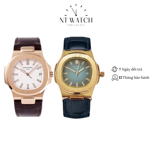 Đồng hồ nam Patek Philippe Nautilus 5711 mặt kính Mineral chống xước viền đinh đá, chống nước dây da đeo tay cao cấp