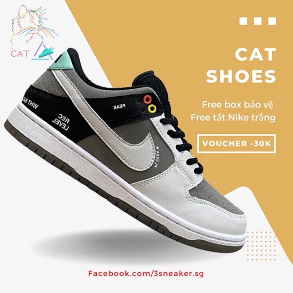 Giày Nike SB Dunk Low Camcorder, Nike SB Xám Đen; Full Box, Phụ Kiện, Tặng Vớ Trắng