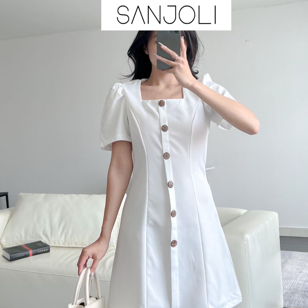 Váy cổ vuông dody đầm công sở ôm dáng Hàn Quốc sang trọng Sanjoli thiết kế phù hợp dự tiệc cưới VDE031