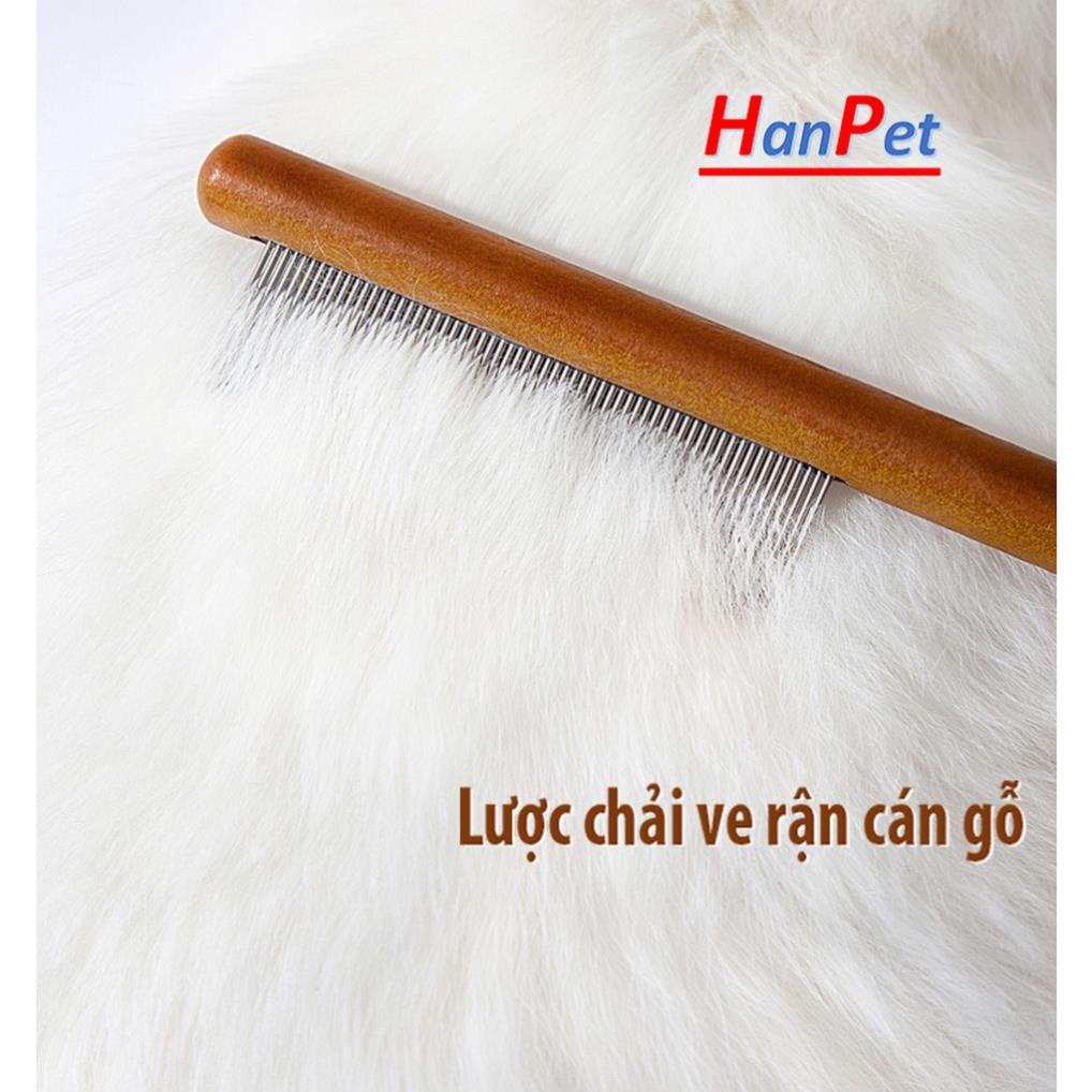 Lược chải ve rận chó mèo cán gỗ