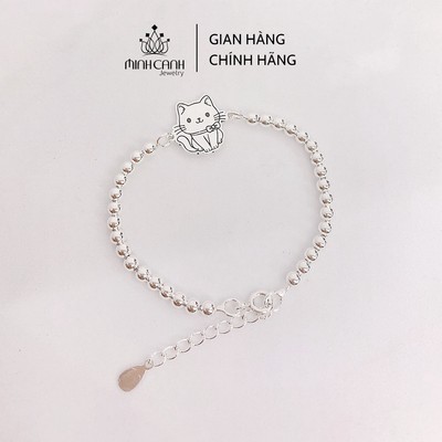 Lắc Bạc Bi Mix Charm Mèo Cho Bé Gái - Minh Canh Jewelry