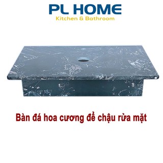 Bàn đá hoa cương để chậu rửa mặt lavabo cao cấp, đá dày 12 mm, khung treo inox chắc chắn