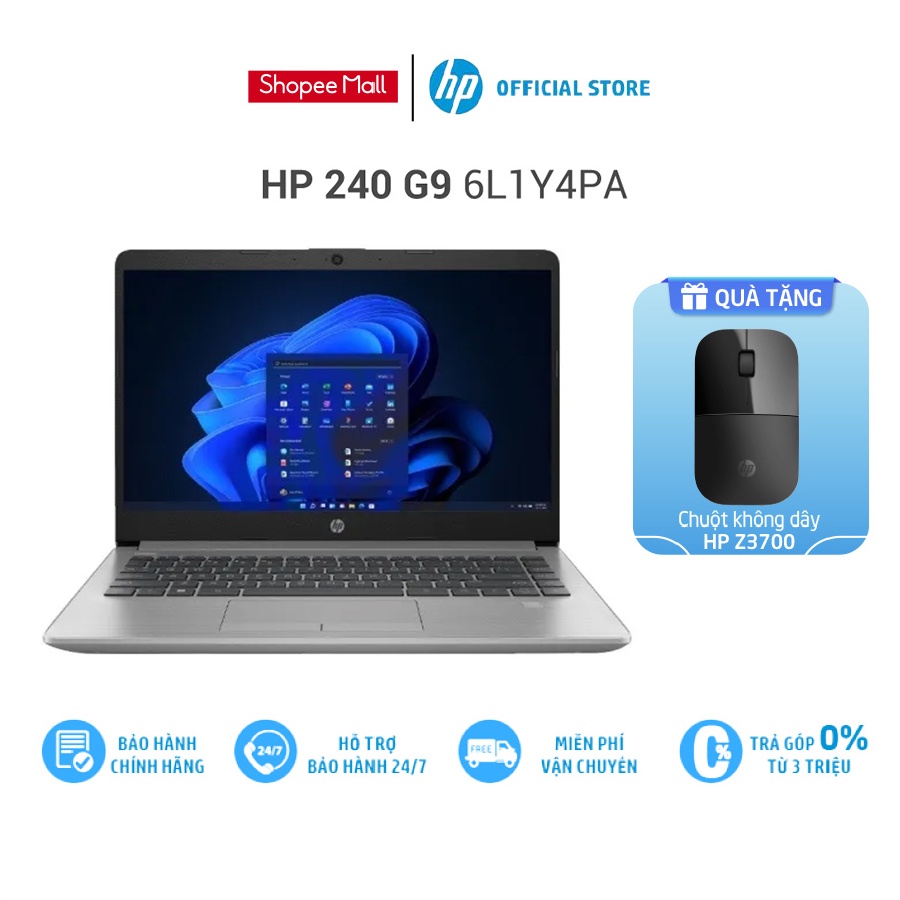 [Mã ELHP128 giảm 12% đơn 10TR] Laptop HP 240 G9 6L1Y4PA |i7-1255U| 8GB RAM |256GB SSD |14"FHD| Intel Iris Xe|Win11