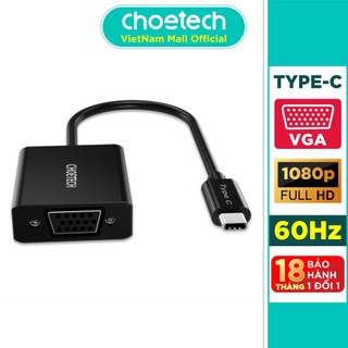 Hub Adapter Chuyển Đổi Cổng Type C To VGA 1080P 60Hz CHOETECH HUB-V01 - Hàng Chính Hãng