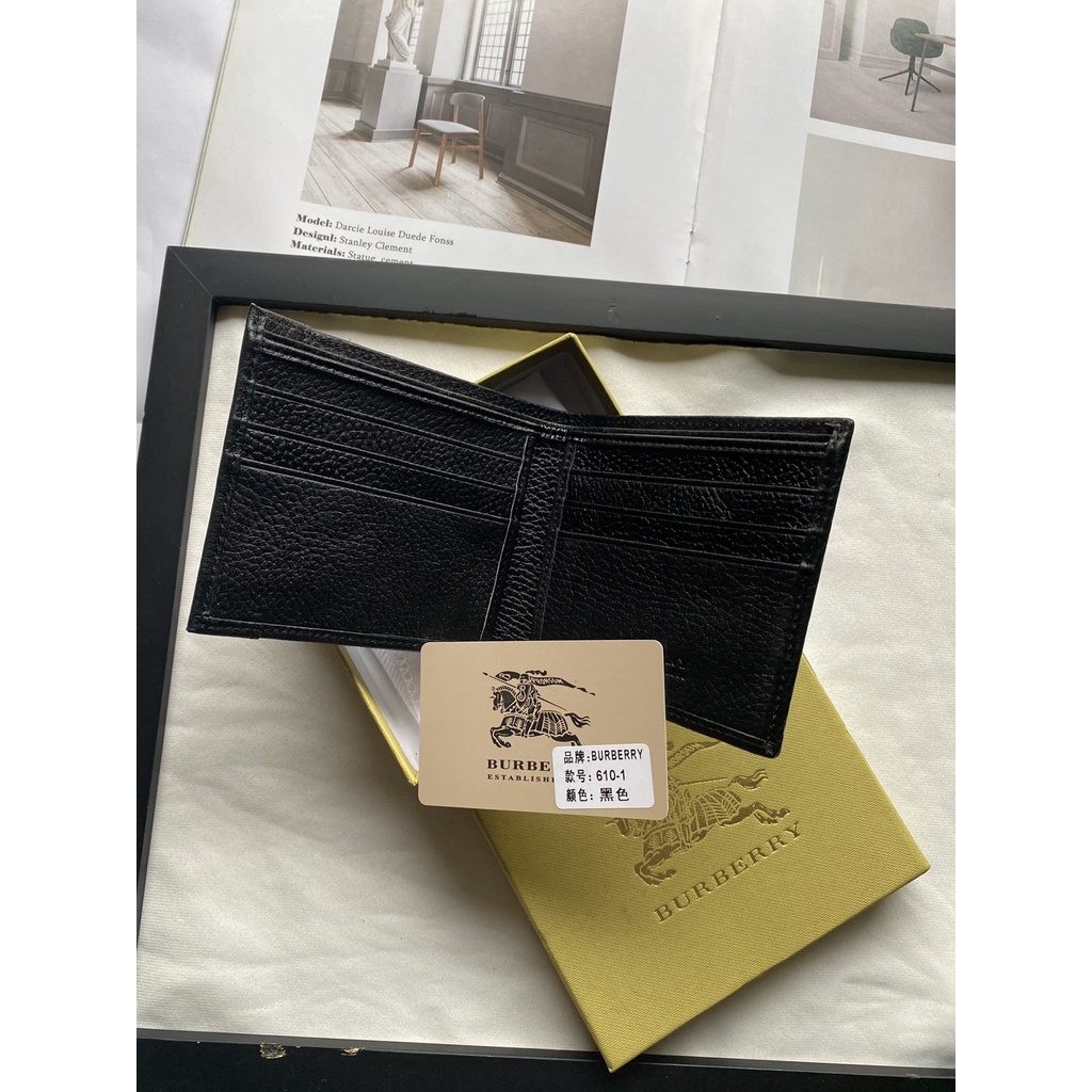 Ví gập nam da thật thời trang cao cấp Burberry BBR họa tiết độc đáo, kiểu dáng sang trọng