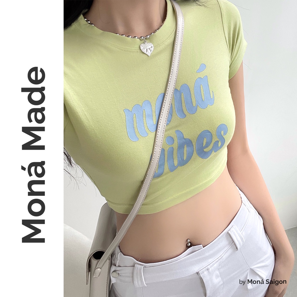 Áo croptop thun MONÁ - VIBE XANH