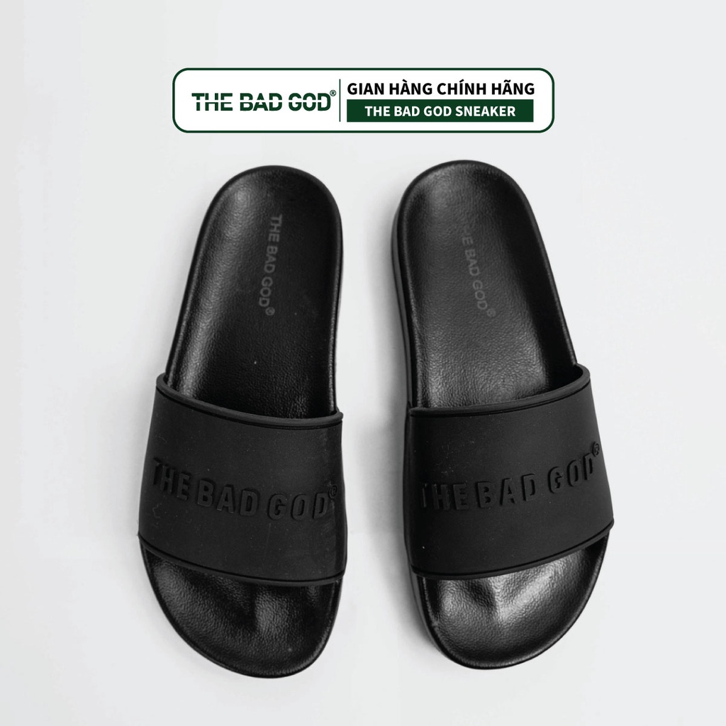 Dép quai ngang slipper The Bad God Basic - Dép nam cao cấp chữ đen fullbox X01 Full Black