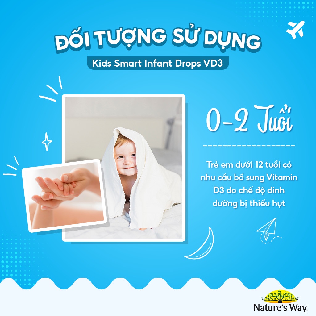 [Quà tặng không bán] Siro Uống Nature's Way Kids Smart Infant Drops VD3 Bổ Sung Vitamin D Cho Bé 10ml Date T9/2023