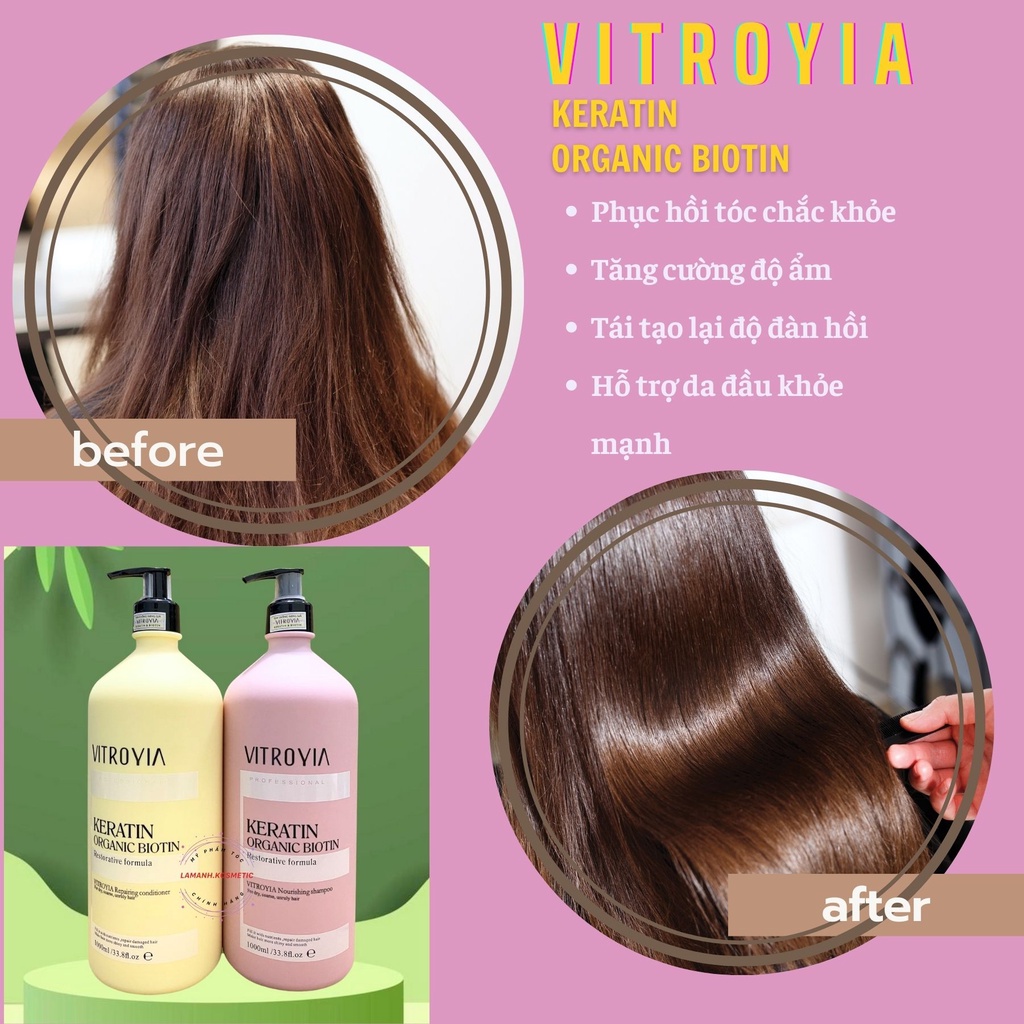 VITROYIA REPAIRING dầu gội xả dưỡng sinh phục hồi tóc siêu mềm mượt hương thơm sang chảnh SIZE: 1000ML hàng chính hãng