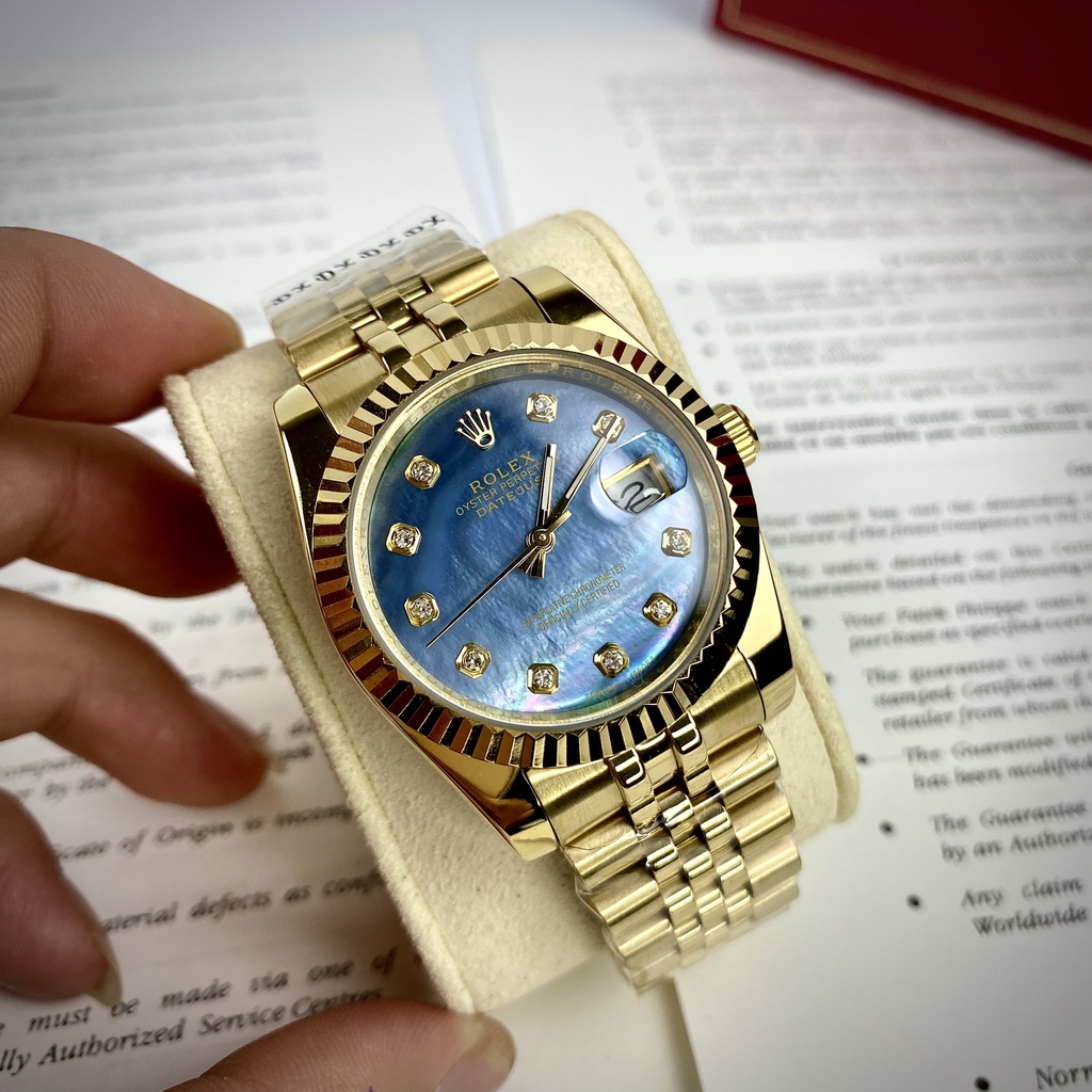Đồng Hồ Nam RoLex Sapphire RA44 Case 36mm Mặt Xà cừ Máy cơ Automatic Nhật
