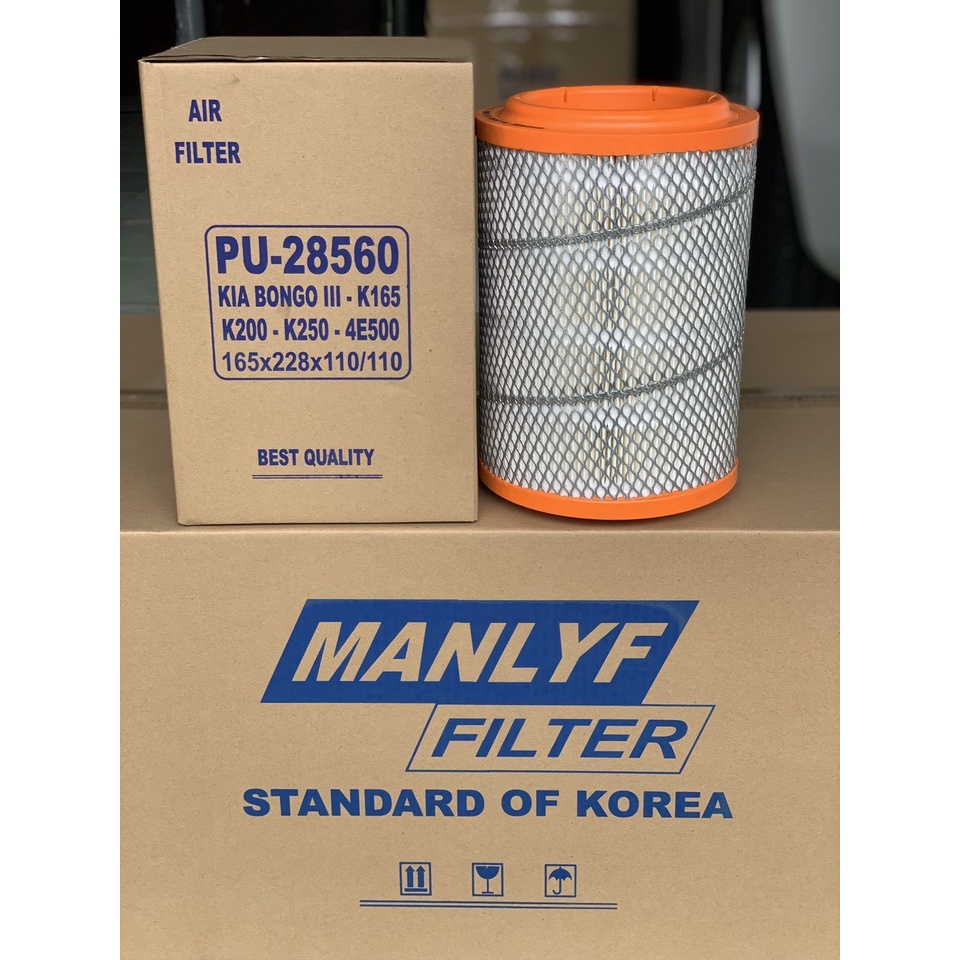 Lọc gió động cơ Manlyf PU-28560 cho Xe tải KIA K200 - K250 - 4E500 (165x228x110/110)
