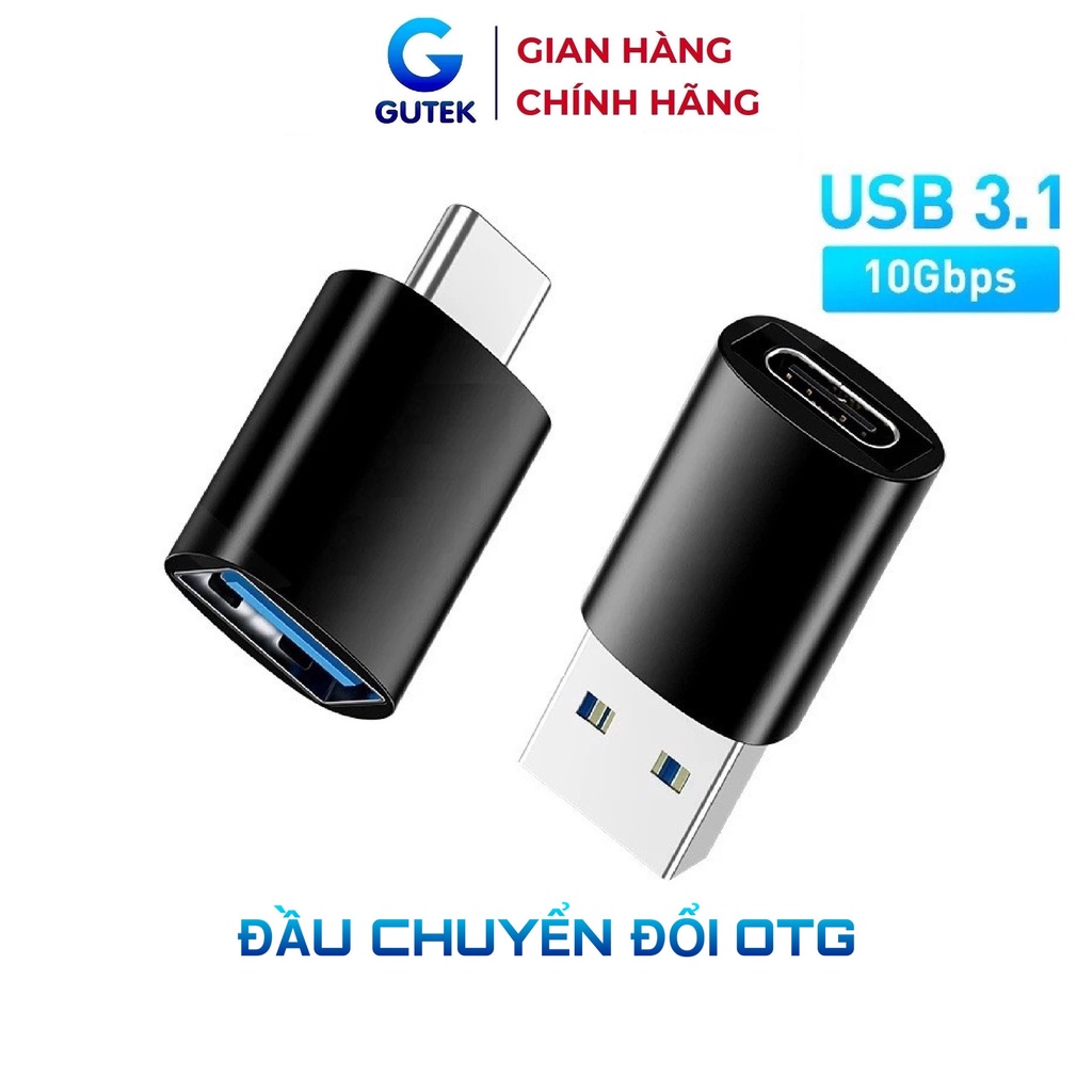 Đầu chuyển đổi GUTEK USB 3.1 Type C sang USB cao cấp thích hợp cho Macbook pro Air Samsung S10/20/21/22