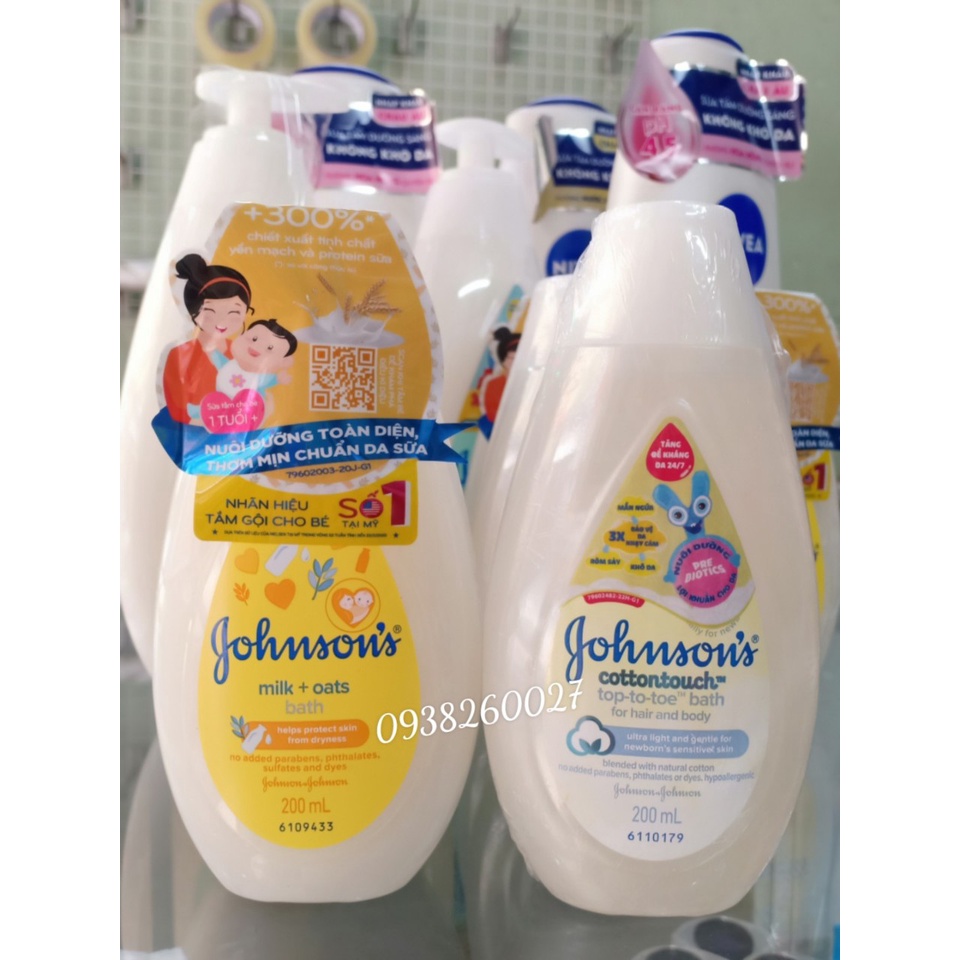 Sữa tắm gội toàn thân Johnson Baby 200ml