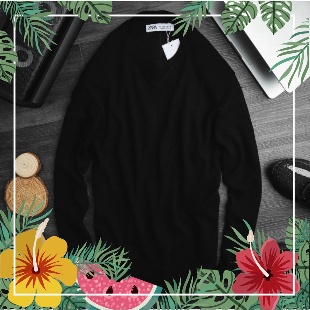 Áo len Zara | Restock Zara longsleeve men 2019 | Màu Đen Full size [Có FS EXtra]