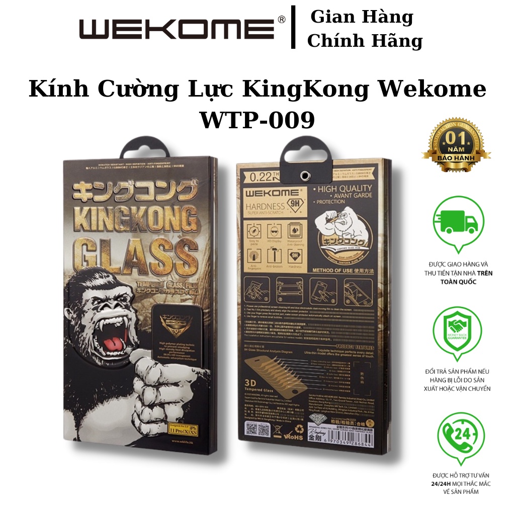 Kính Cường Lực KingKong WEKOME WTP-009 Chống Vỡ Viền Cho Điện Thoại