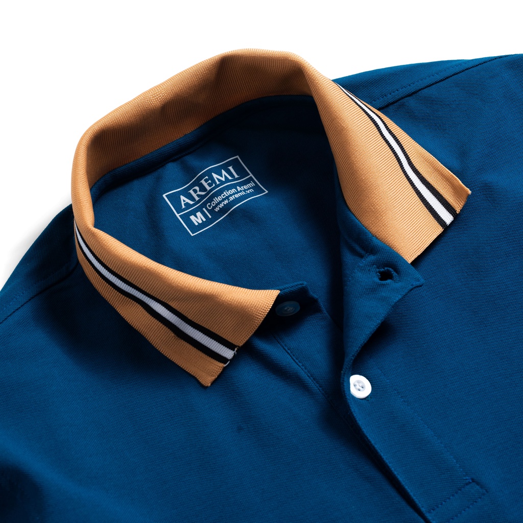 Áo polo xanh tay ngắn cổ bẻ AREMI vải cá sấu cotton cao cấp chuẩn form thiết kế trẻ trung thanh lịch APL0014